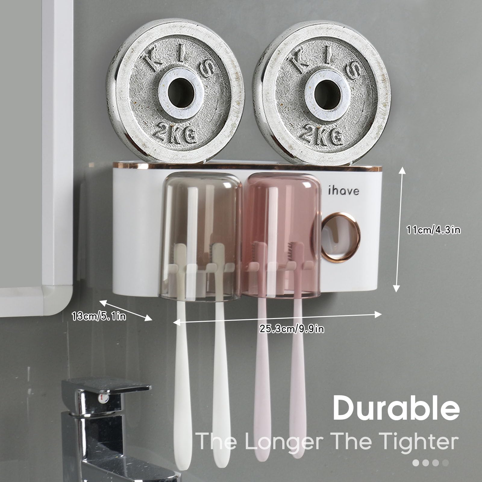 iHave Toothbrush Holders for Bathrooms Wall Mounted with Dispense - iHave Official Product View 5