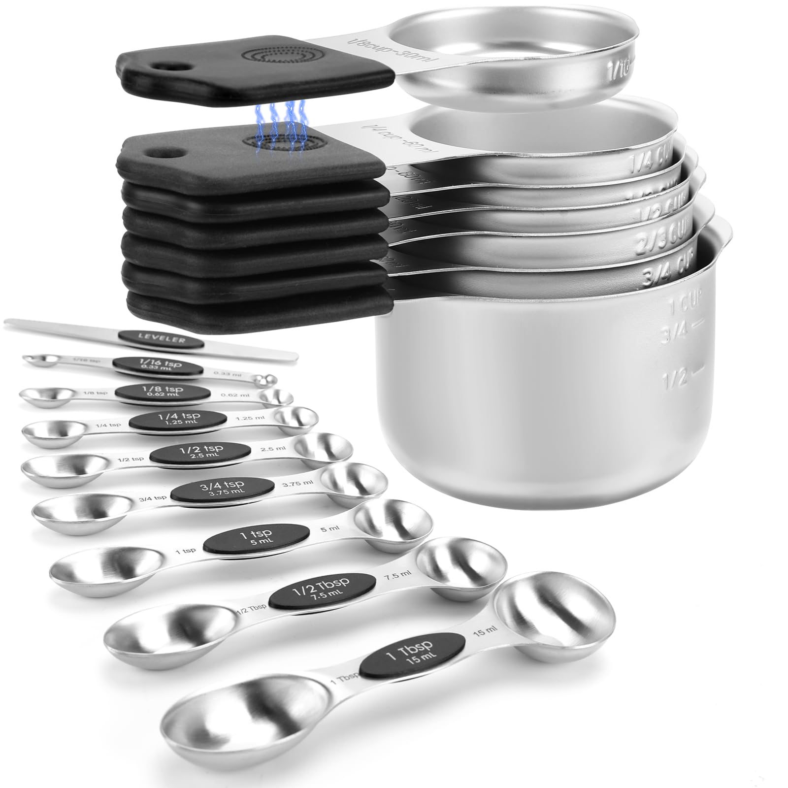 HOUJIP Magnetic Measuring Cups and Spoons Set-Heavy Duty 304 Stai by HOUJIP - Angle View 10
