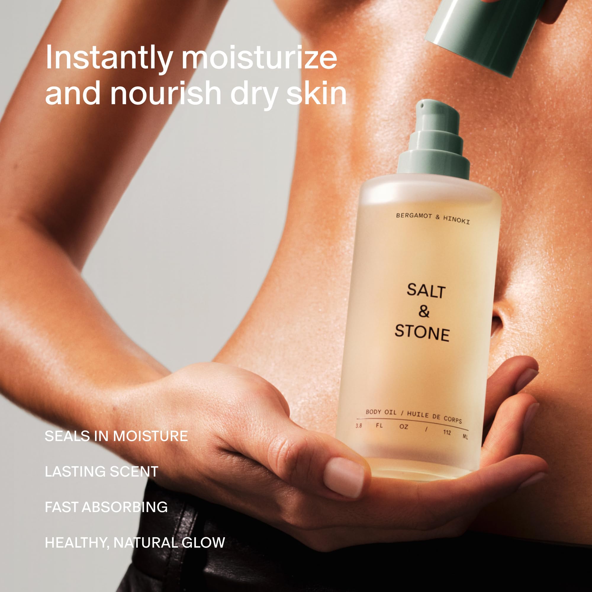 Salt Stone Hydrating Body Oil for Women Men Bergamot Hinoki - Salt & Stone Official Imagery - 3