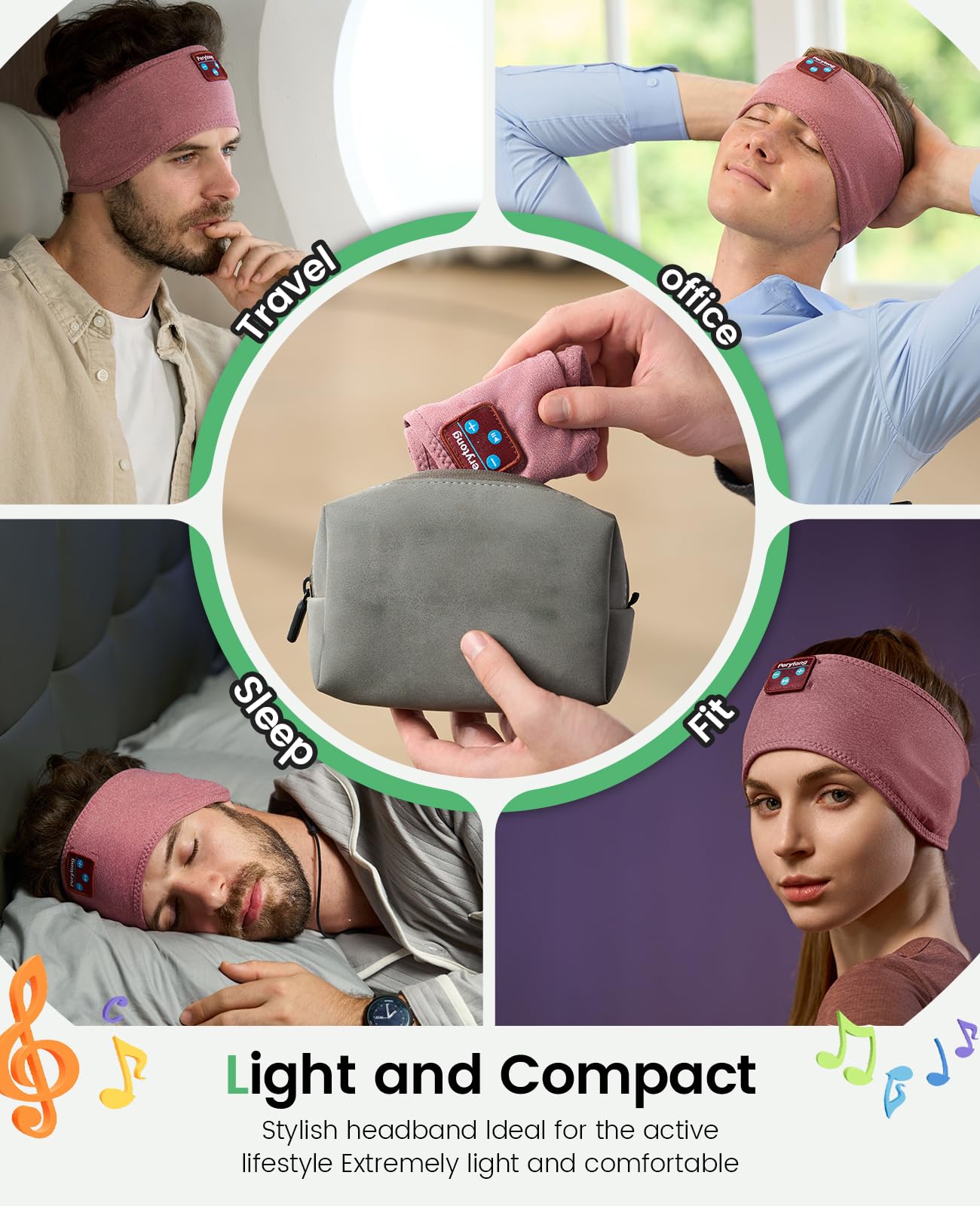 Perytong Sleep Headphones Wireless, Bluetooth Sports Headband Hea - Perytong Official Product View 8