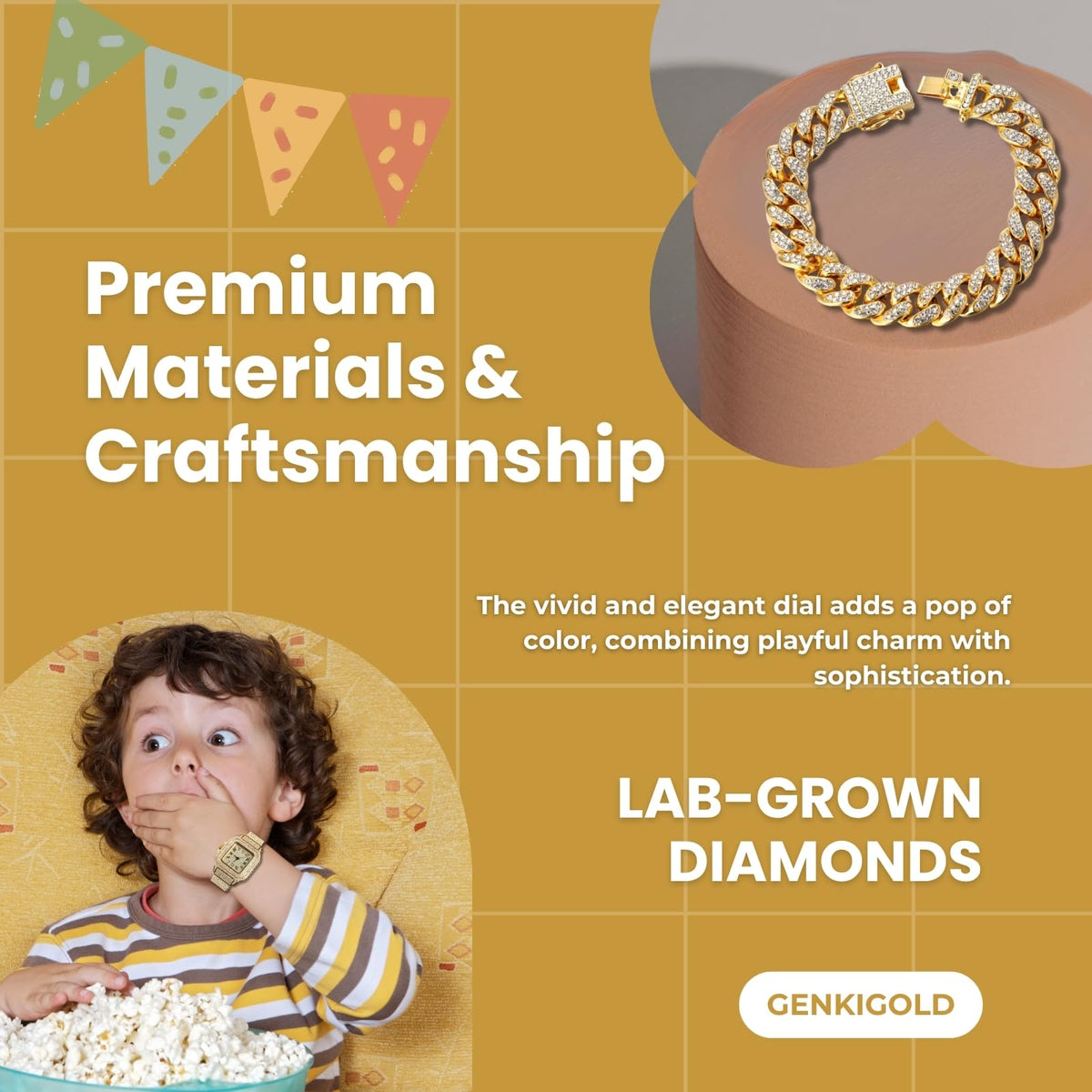 Gold Diamond Watch for Teen Boys - genkigold Official Imagery - 5
