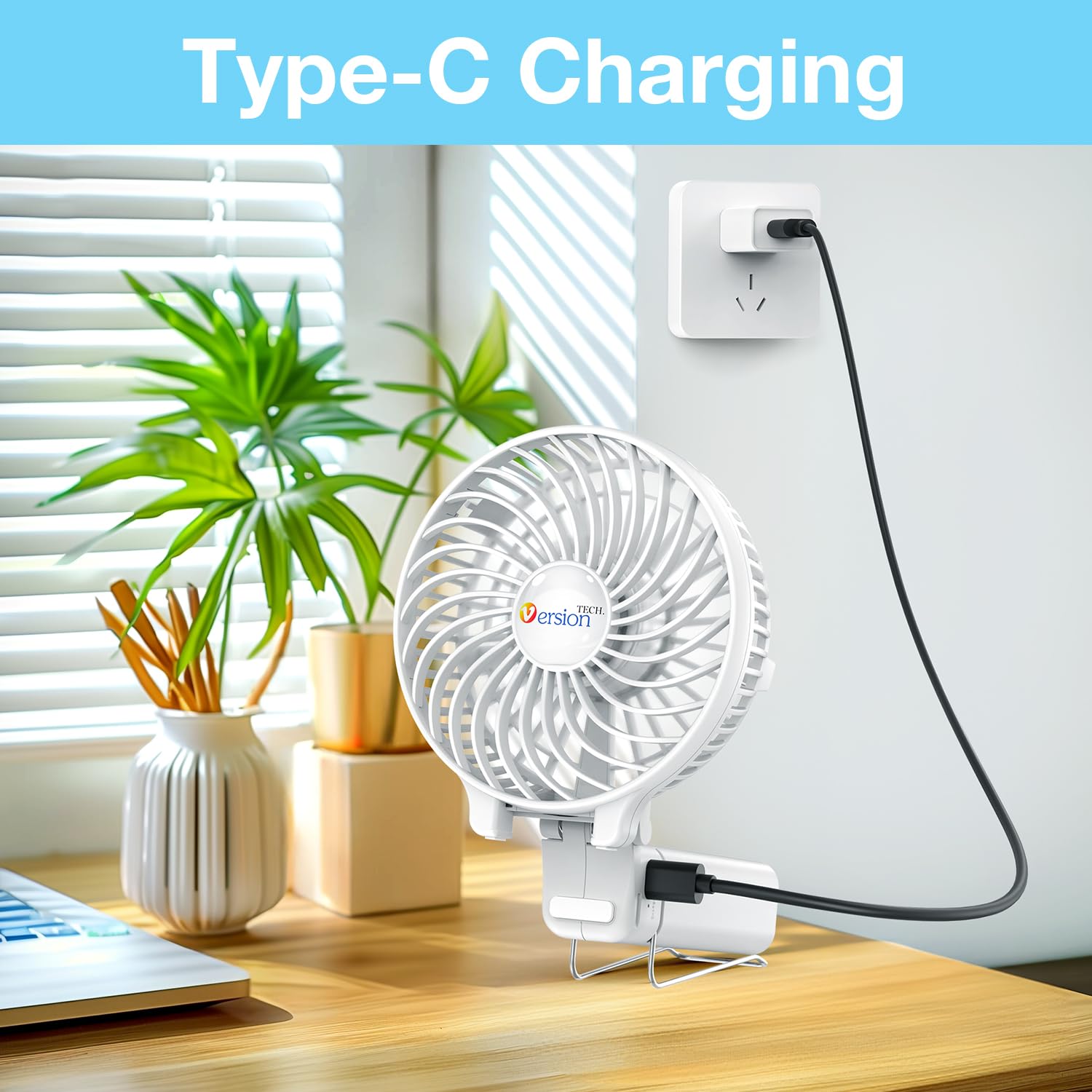 VersionTECH. Portable Handheld Fan, Powerful+Durable+4000mAh+180° by VersionTECH. - Angle View 8