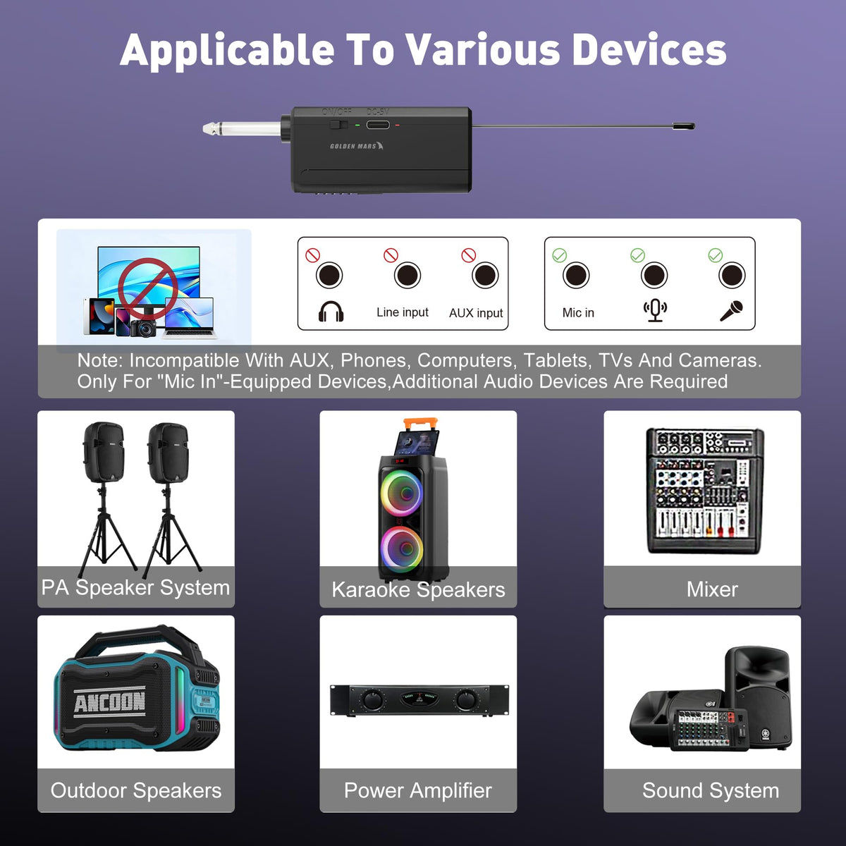 Wireless Microphones with 2 4GHz AI Auto Connection for - GOLDEN MARS Official Imagery - 8