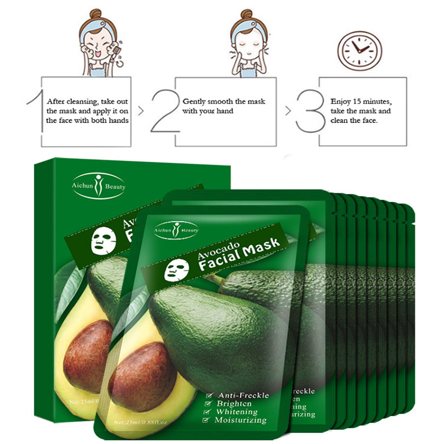 AICHUN BEAUTY Facial Mask Essence Anti-Acne Refresh 10pcs - AICHUN BEAUTY