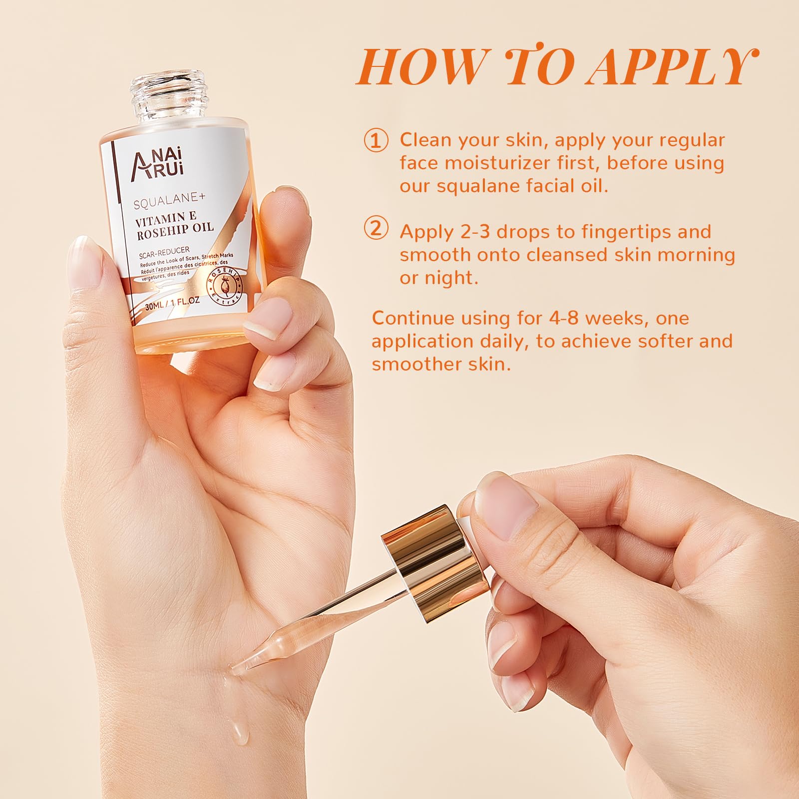 ANAI RUI Squalane + Vitamin E Rosehip Oil Moisturizer for Face,Hair,Skin& Nail - ANAI RUI Official Product View 6