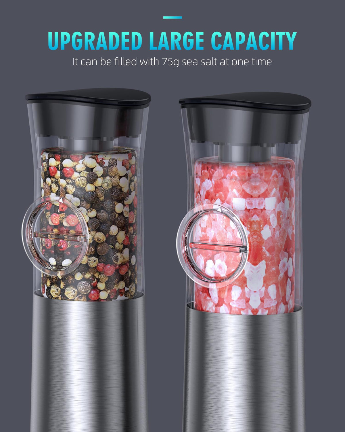 Gravity Electric Salt and Pepper Grinder Set USB - FAOGO Official Imagery - 6