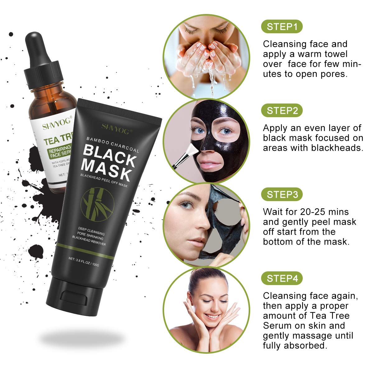 Blackhead Peel Off Face Mask, SHVYOG 3-in-1 Blackhead Remover - SHVYOG