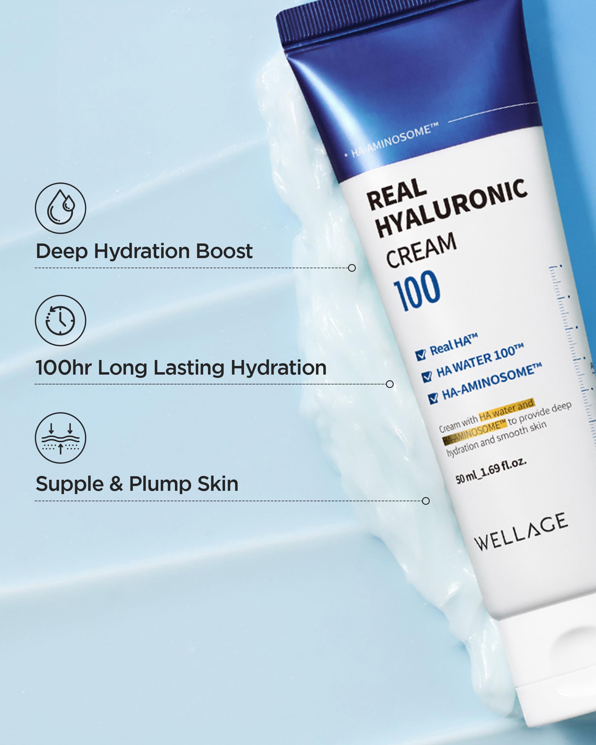 WELLAGE Real Hyaluronic Cream 100 Pure Hyaluronic Acid - WELLAGE Official Imagery - 5