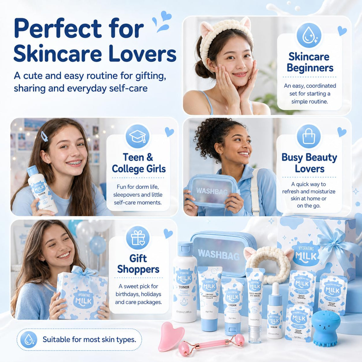 Milk Skin Care Set For Kids Teens 13 In 1 Hydrating Gentle - MrCuvaryas Official Imagery - 7