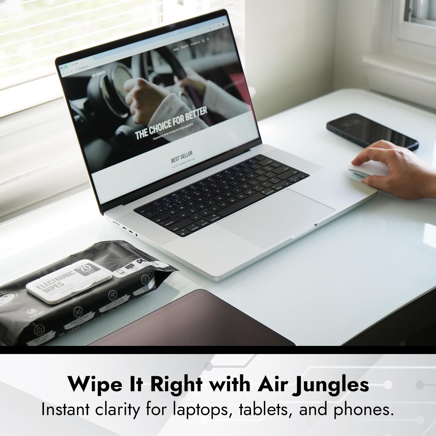 Air Jungles Electronic Wipes Screen Cleaner 70 Count, XL 8x10 Inc by Air Jungles - Angle View 7