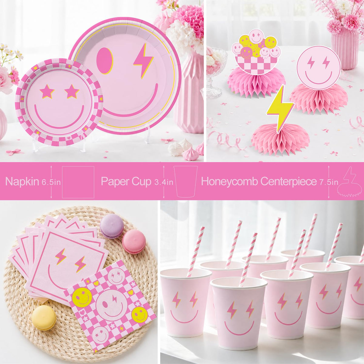 Smiley Face Birthday Decorations Serves 20 Guests - Yingoto Official Imagery - 6