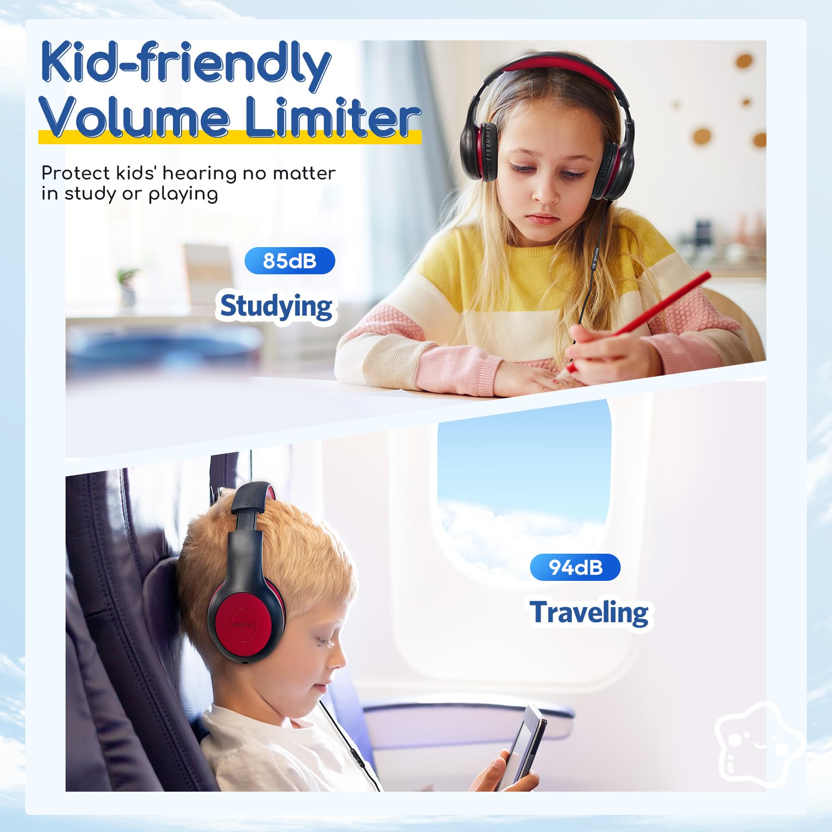 EarFun K1 Kids Headphones Wired with Mic, Volume Limit Headphones - EarFun Official Product View 5