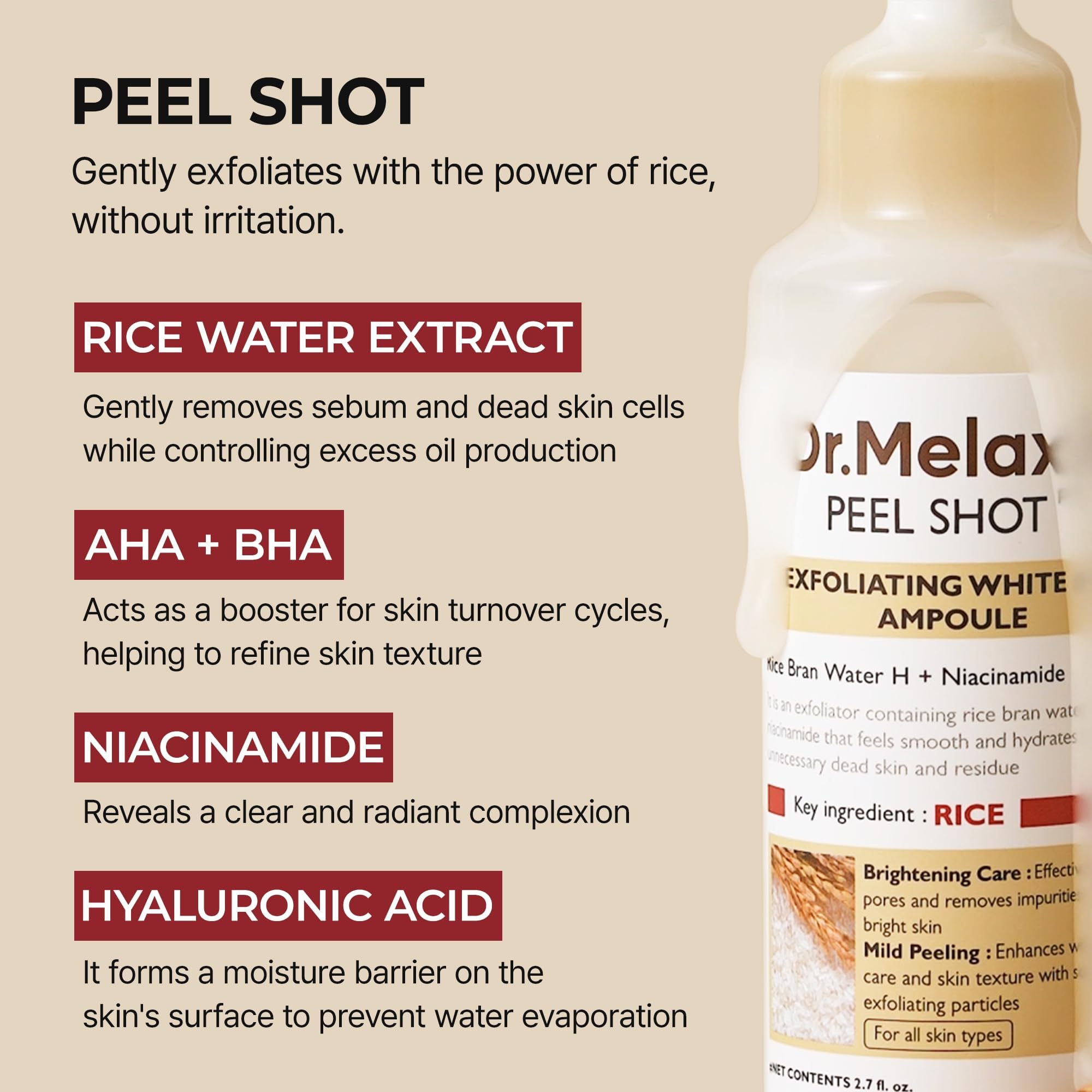 Dr.Melaxin Peel Shot Glow White Rice Peeling Ampoule with Rice - Dr.Melaxin