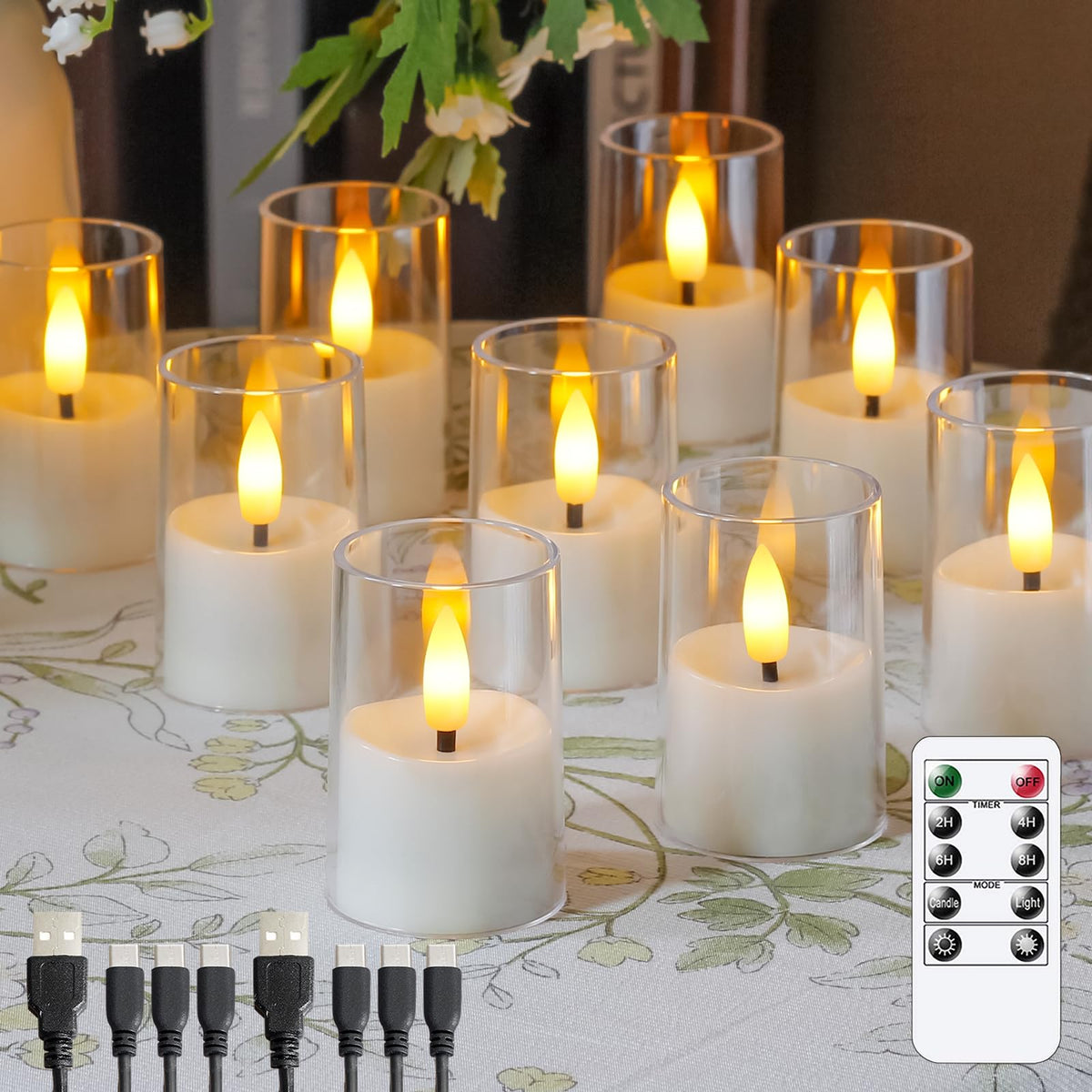 Rechargeable Acrylic Flameless Votive Candles with Timer - Wroxipel Official Imagery - 8