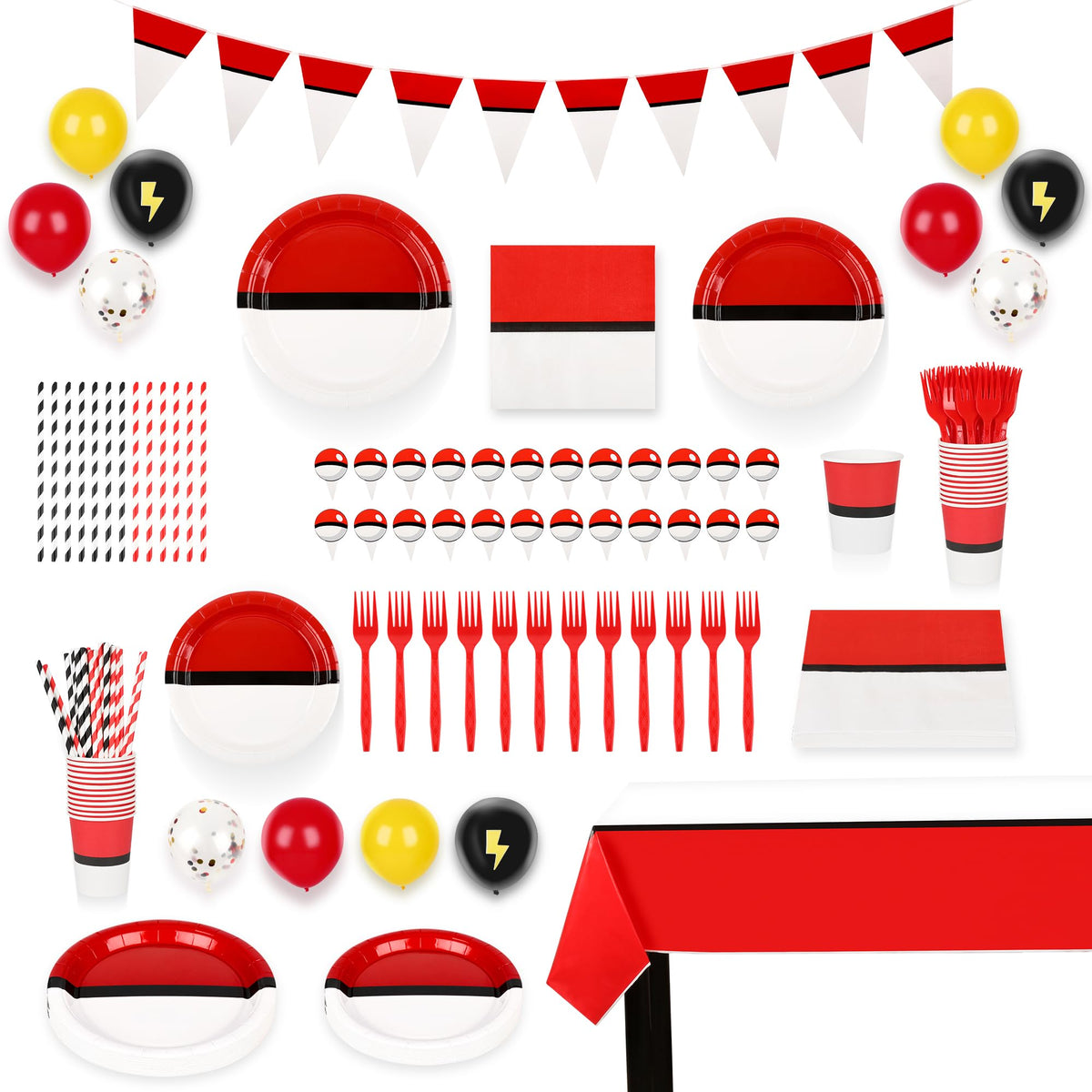 Cartoon Birthday Party Supplies Bundle 182 Piece Disposable - DUMBI Official Imagery - 1