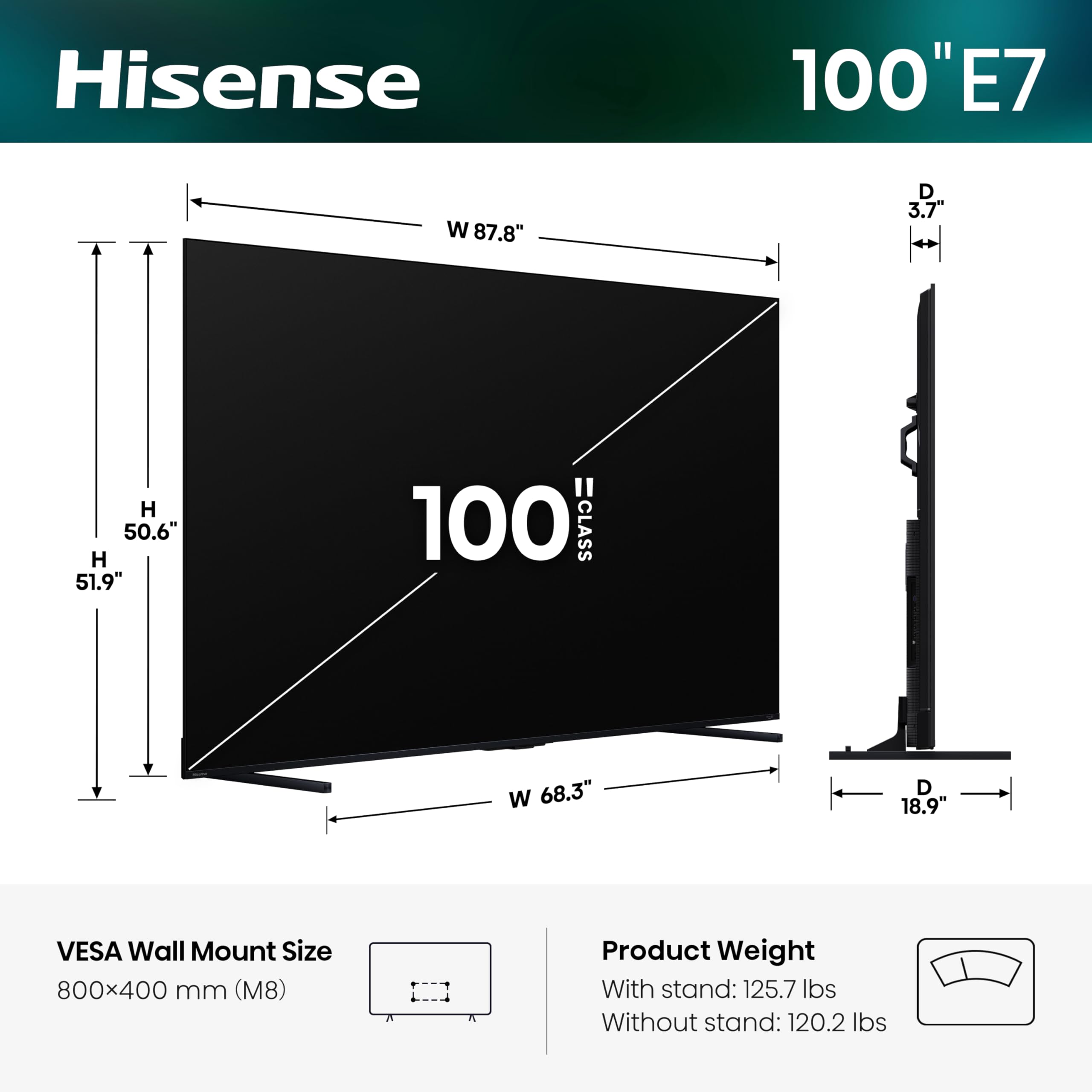 Hisense 100" E7 Cinema Series Hi-QLED Mini-LED 4K UHD Smart Fire - Hisense Official Product View 3