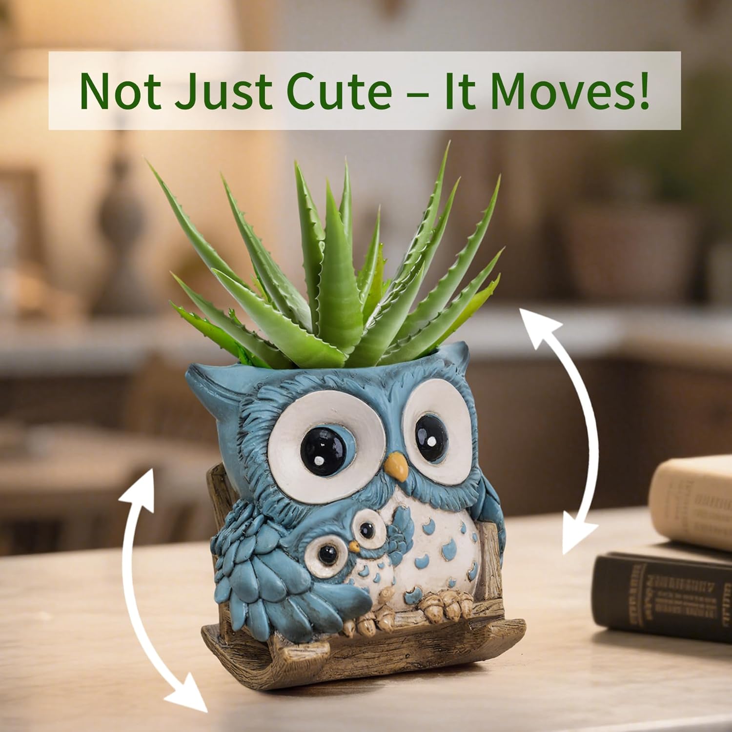Saysmile unique owl-shaped indoor plant pot with drainage, small succulent container, cute ceramic design for home decor.