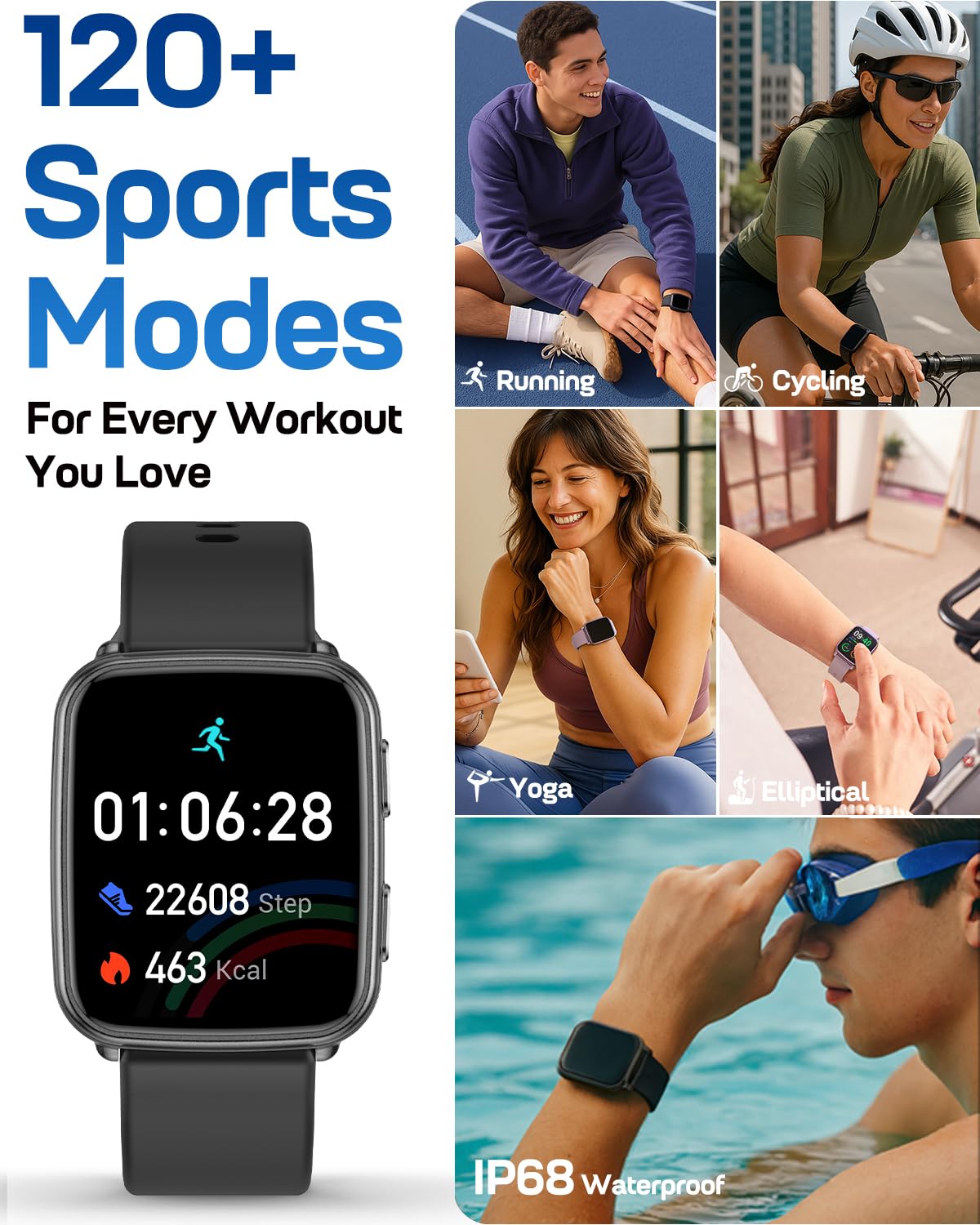 MorePro Fitness Tracker with 24/7 Heart Rate & Blood Pressure Monitor, - View 5