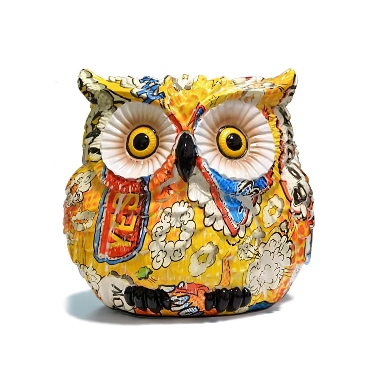 LovTocTic Midcentury Modern owl-shaped planter with bird figurine, perfect for succulents and small plants.