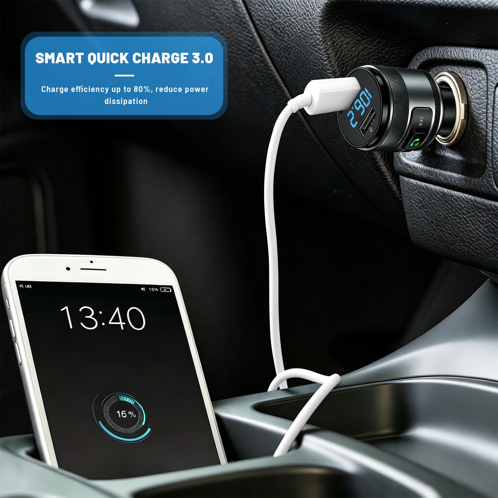IMDEN Bluetooth 6.0 FM Transmitter for Car Adapter with MP3 Playe - IMDEN Official Product View 2