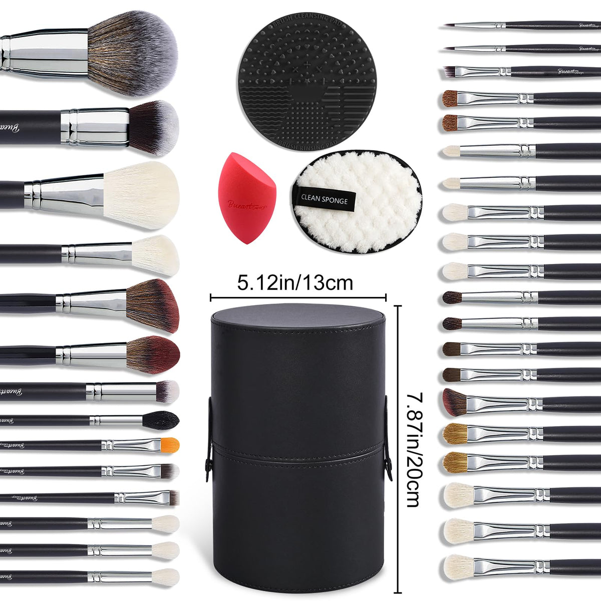 34Pcs PRO Makeup Brushes Set Real Goat Hair Horse - Bueart Design Official Imagery - 6