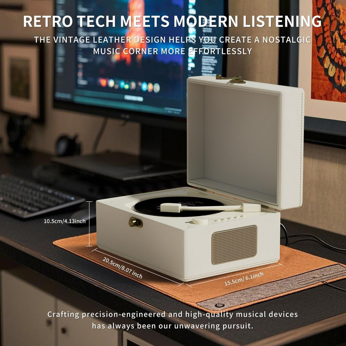 Yintiny Rechargeable Leather CD Player with Speakers - Yintiny Official Imagery - 4