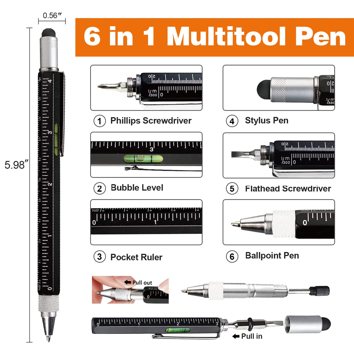 VIBELITE Magnetic Pickup Tool 6 in 1 Multitool Pen 2 Pack - VIBELITE Official Imagery - 5