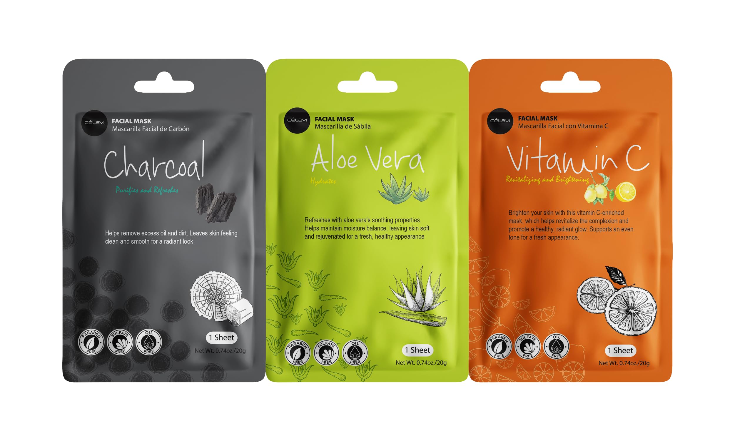 Celavi Korean Face Mask Sheet Set, Facial Spa Masks for Women, - Celavi Cosmetics