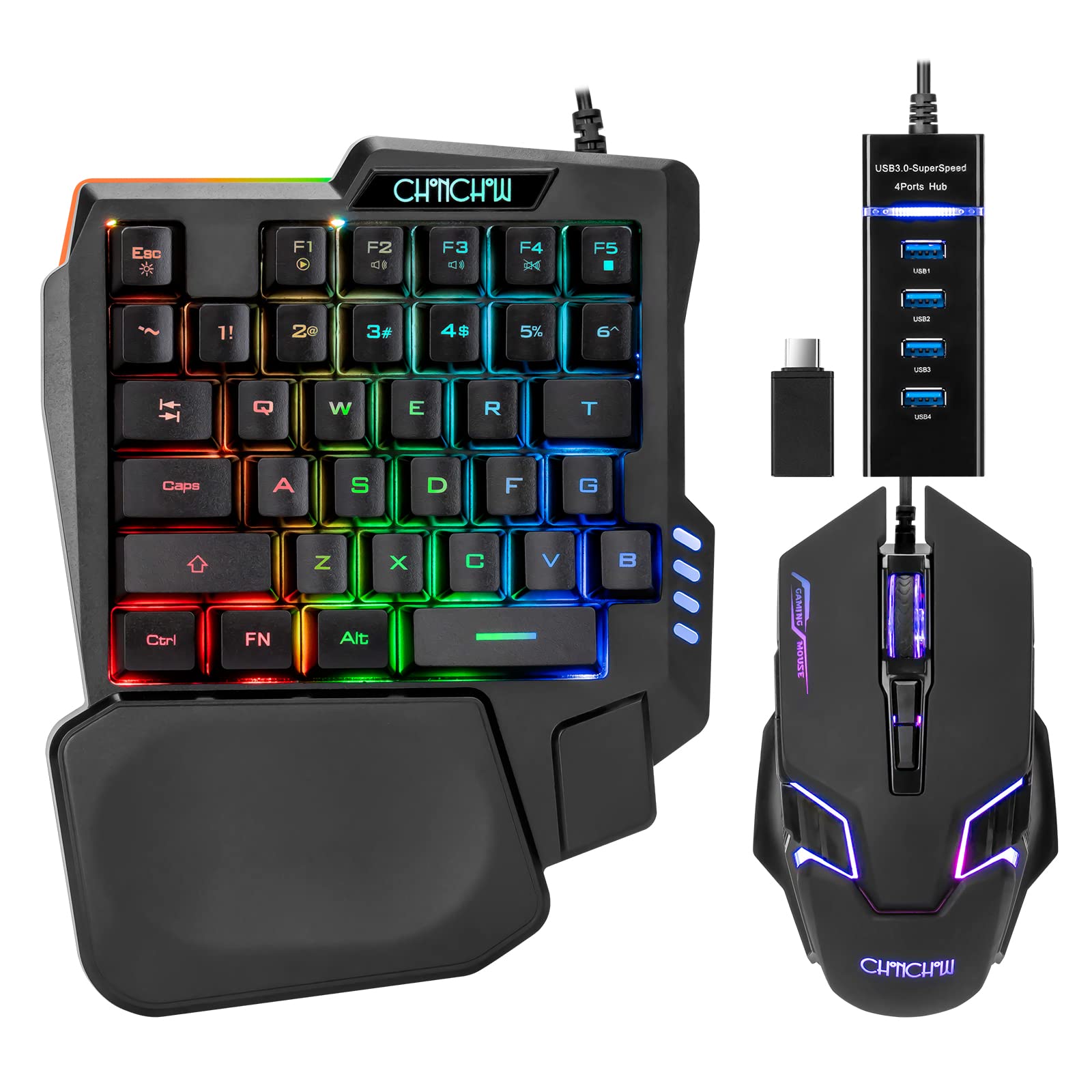 CHONCHOW One-Handed RGB Gaming Keyboard & Mouse Combo