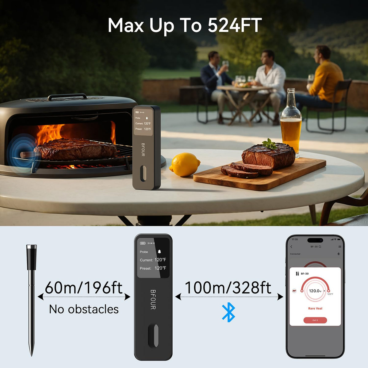 Meat Thermometer Digital Wireless with LCD Booster Bluetooth - BFOUR Official Imagery - 4