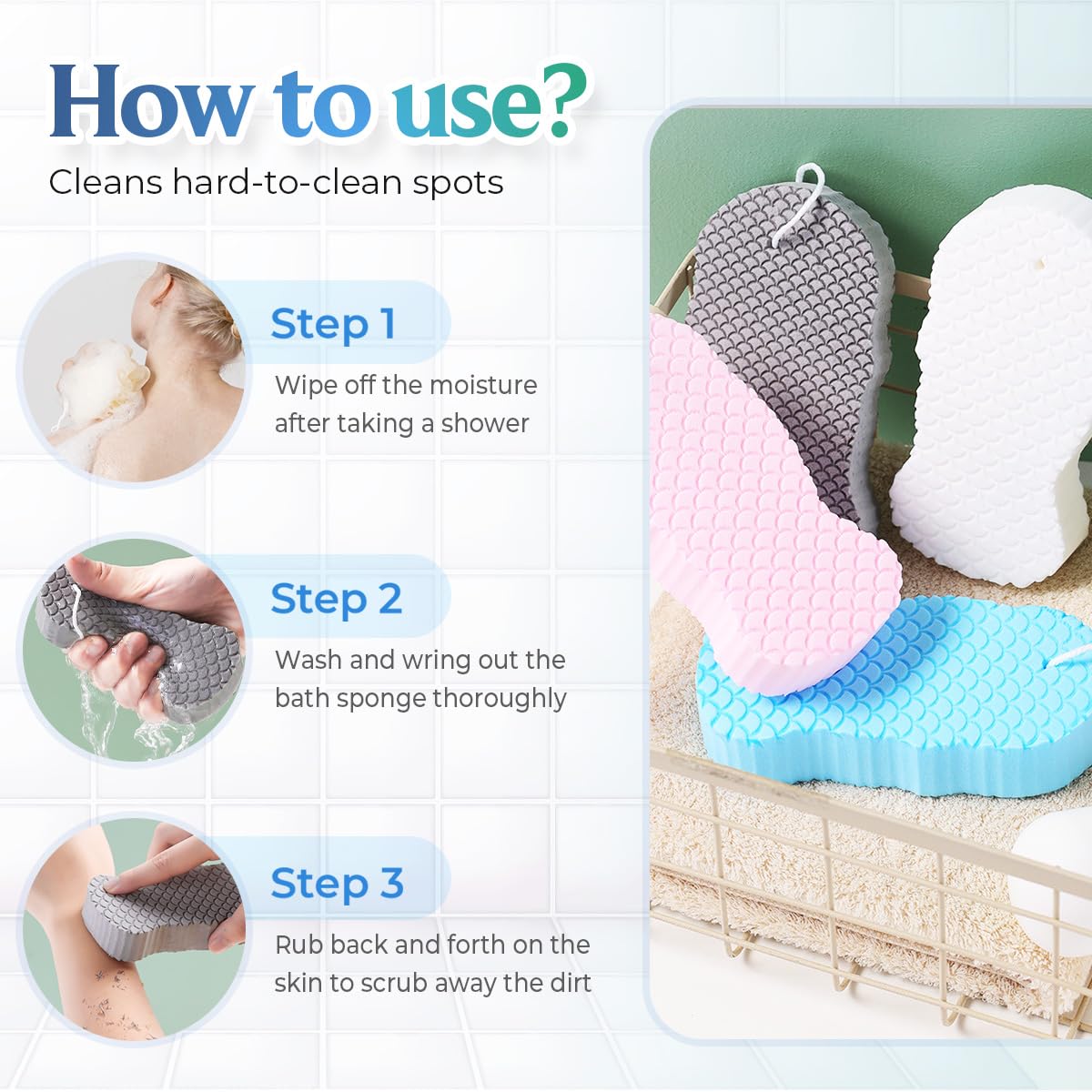 asfanst Magic Exfoliating Bath Sponge, New Super Soft Exfoliating Bath Sponge - asfanst Official Product View 2