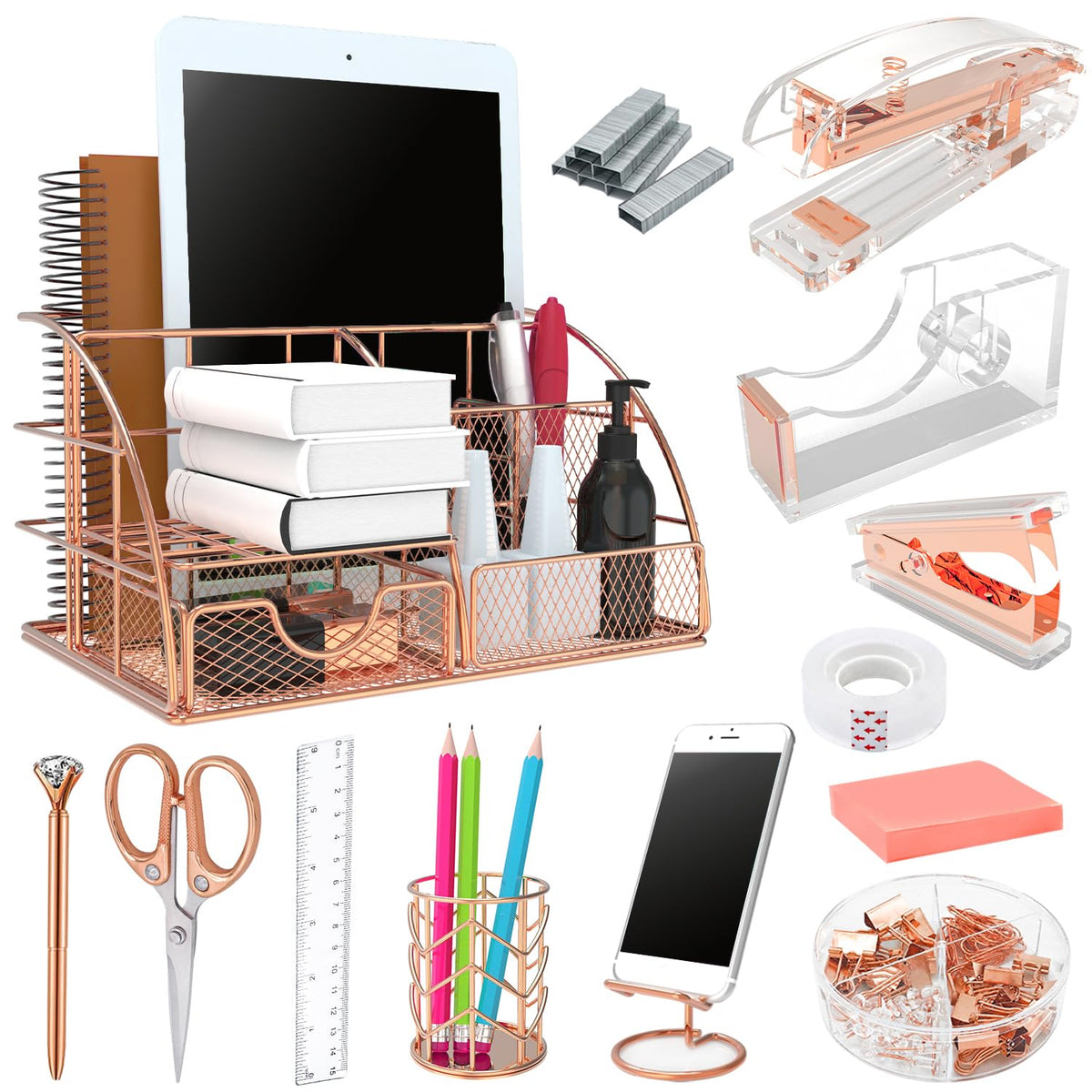 Gold Office Desk Organizers 13PCS Office Supplies and - YOLOZAI Official Imagery - 8