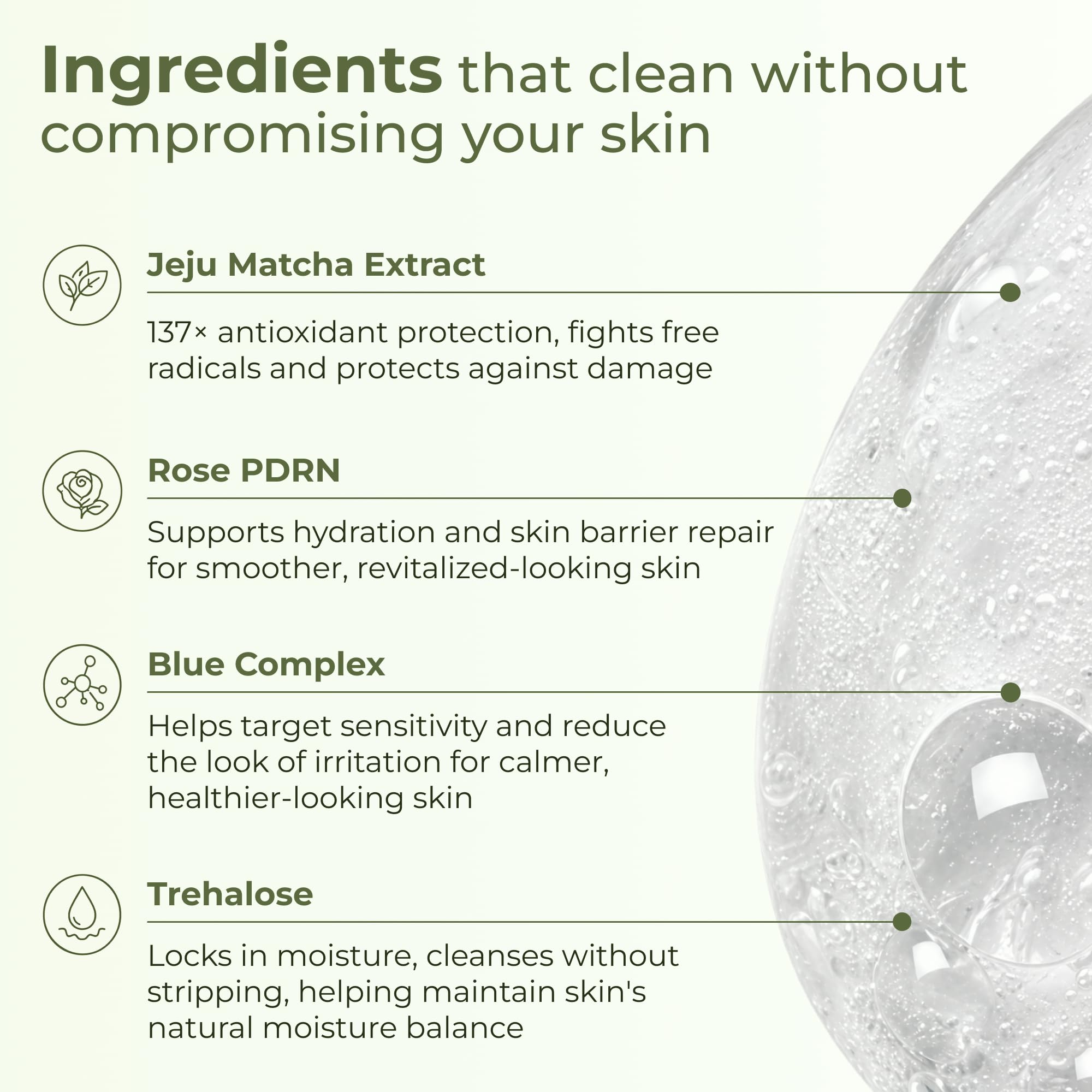 Matcha PDRN Korean Cleanser & Face Wash, Acne-Prone Sensitive... - VELVENTE Official Product View 4