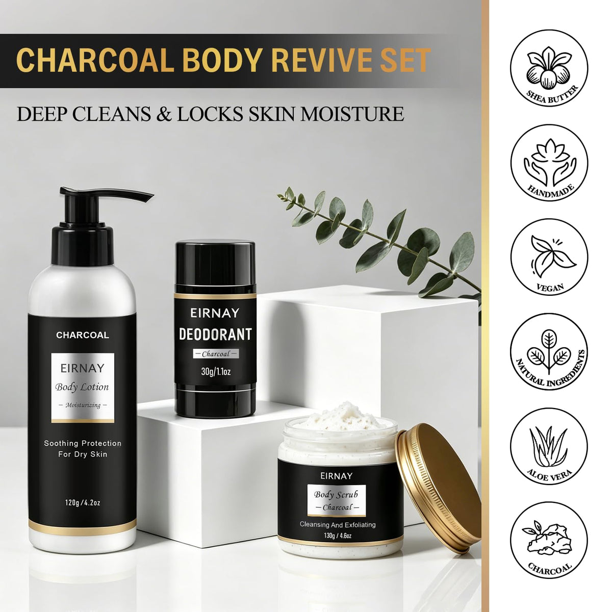 Gifts for Men 21PCS Skin Care Set for Men Charcoal Spa Gift - EIRNAY Official Imagery - 5
