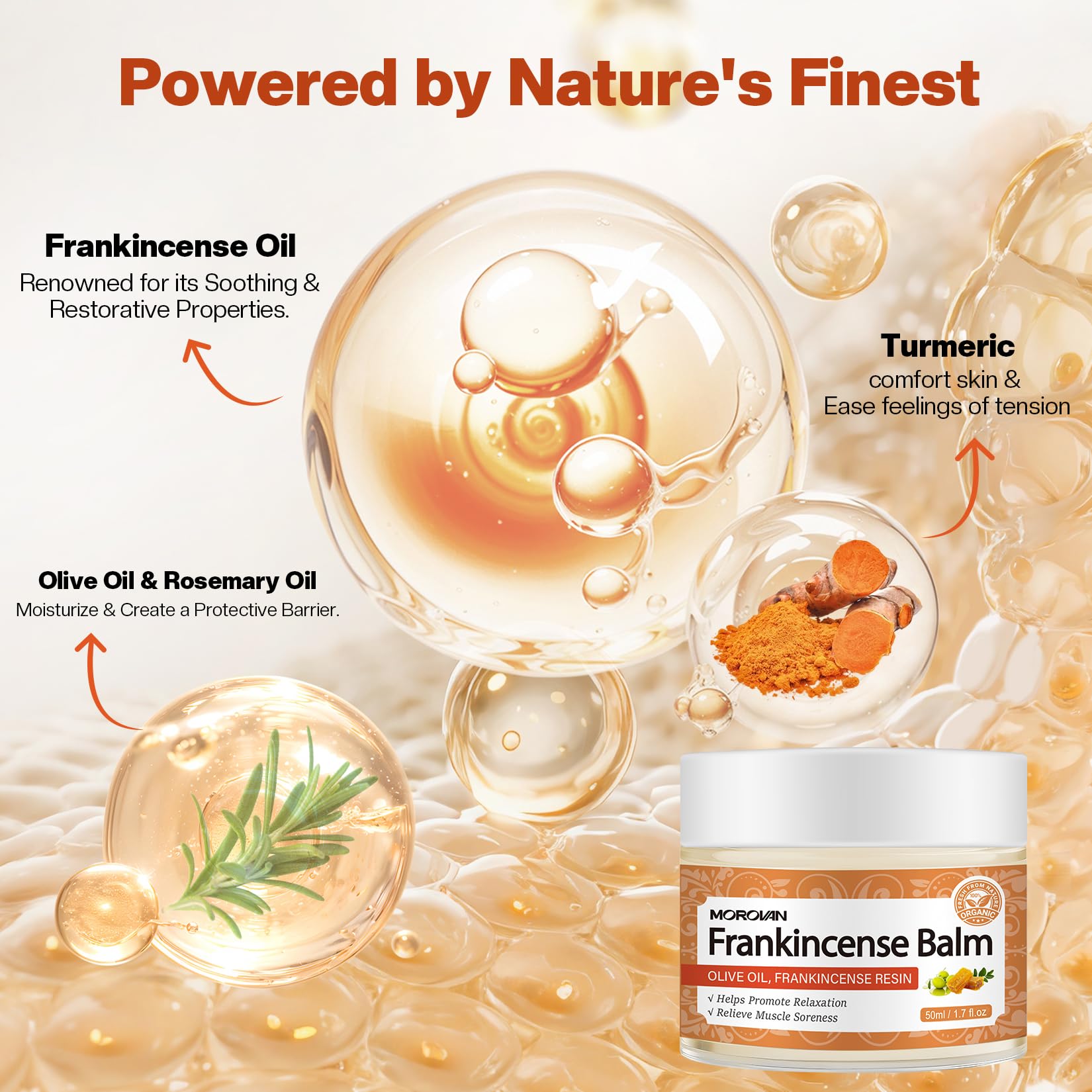 Morovan Frankincense Bruise Balm for joints and skin, a soothing skin moisturizer with frankincense extract in a jar.