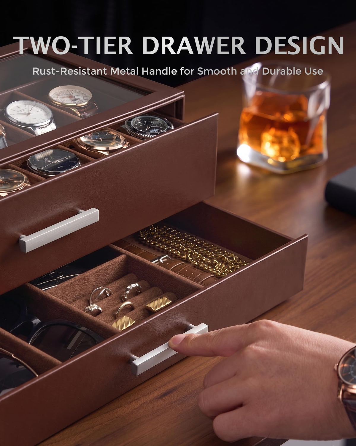 ProCase 14 Slot Watch Case for Men 2 Tier Pull Out Drawers - ProCase Official Imagery - 4