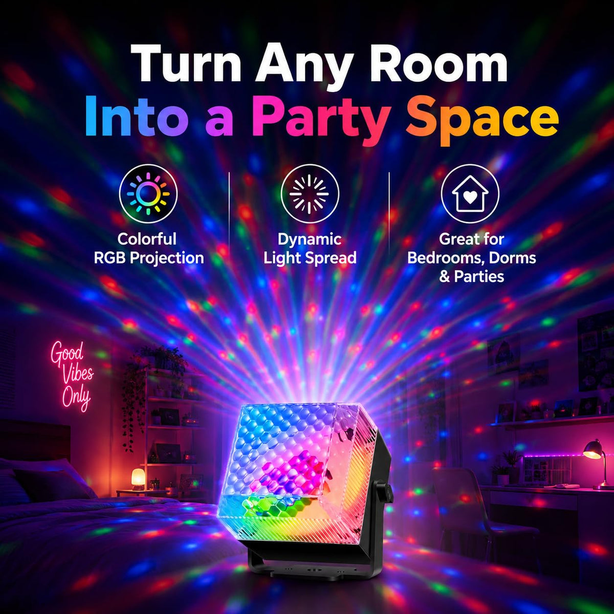 2 Pack Party Lights Disco LED Lights Sound Activated with - BUCLHOZ Official Imagery - 4