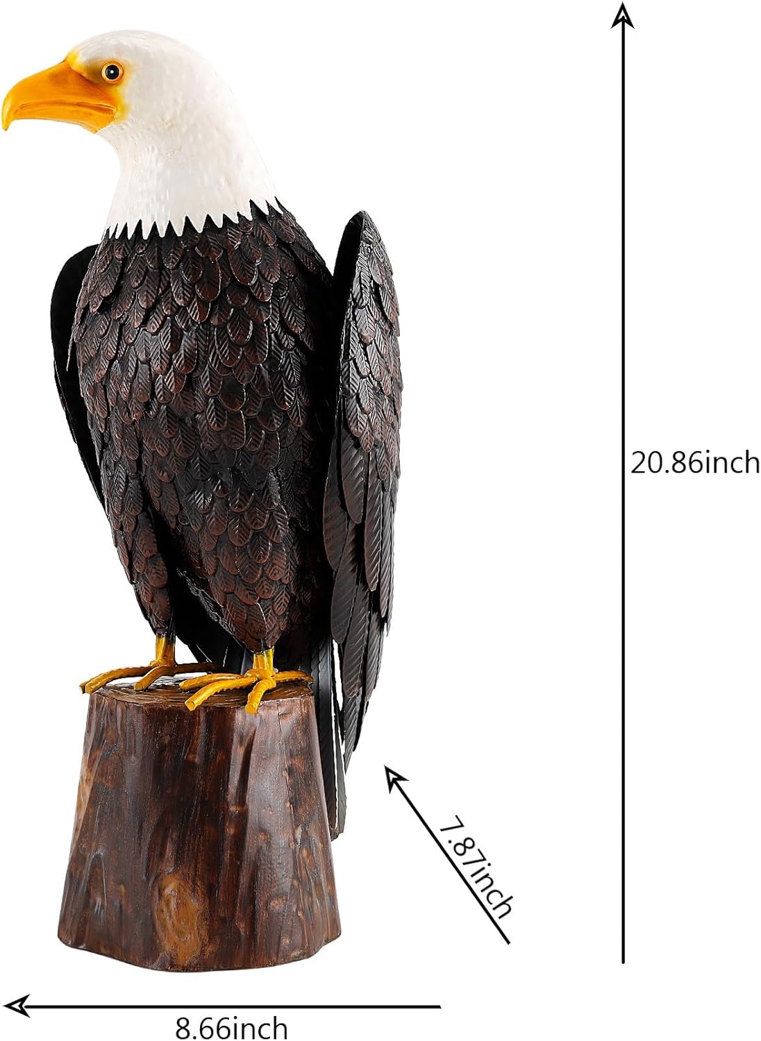 Chisheen Bald Eagle outdoor metal yard art sculpture for garden, lawn, and patio decor featuring detailed eagle design.