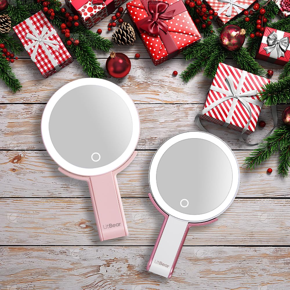 LitBear Travel Makeup Mirror with Lights Rechargeable Double - LitBear Official Imagery - 8