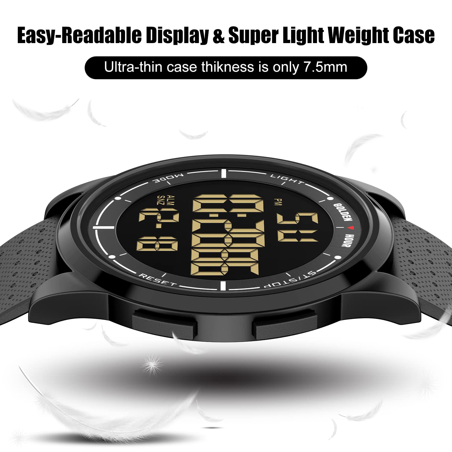 GOLDEN HOUR Ultra-Thin Minimalist Sports Waterproof Digital Men's Watc - View 3