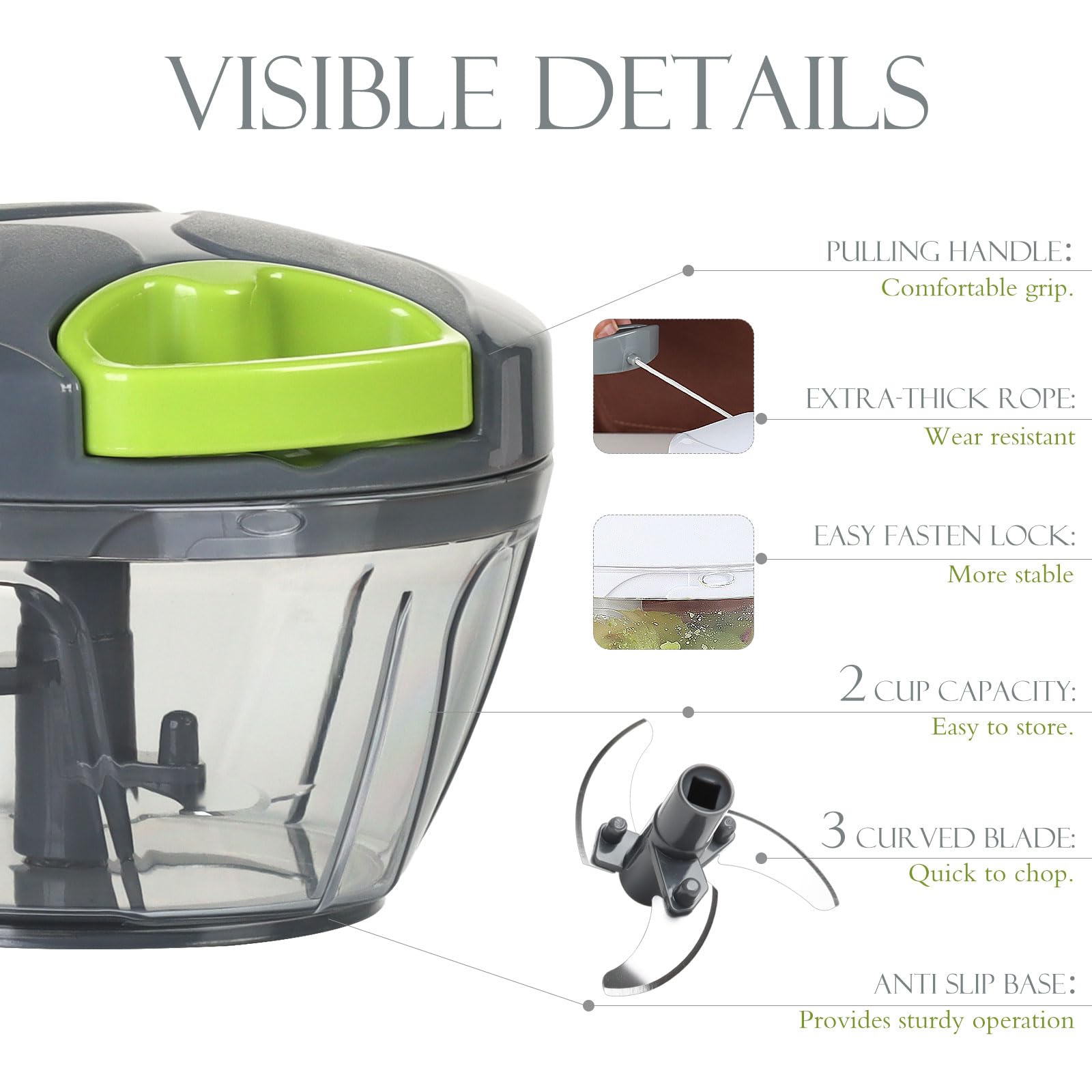 Ourokhome Manual Food Processor Vegetable Chopper, Portable Hand - Ourokhome Official Product View 4