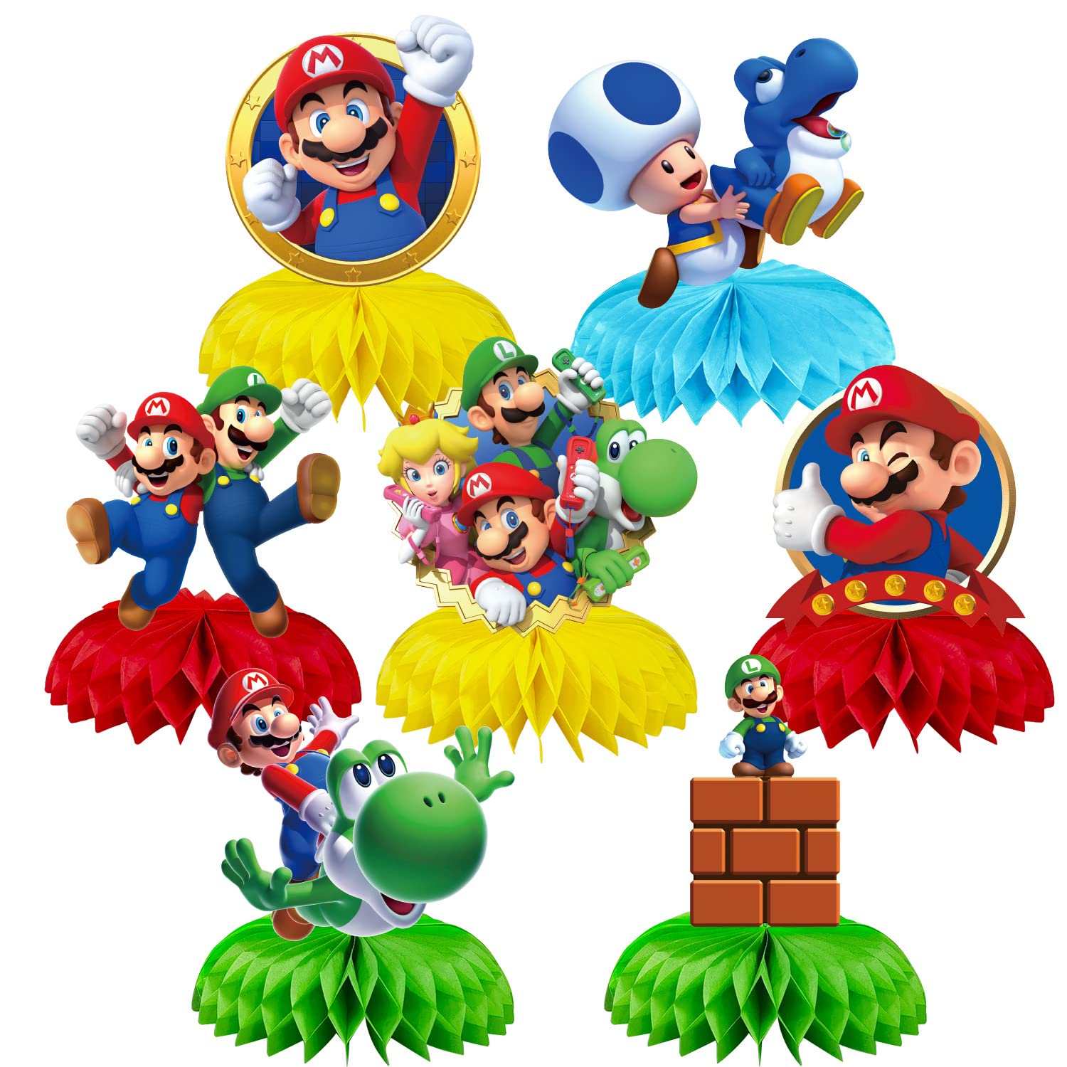 Honeycomb Centerpiece Super Brother Themed Party Supplies - Product Imagery