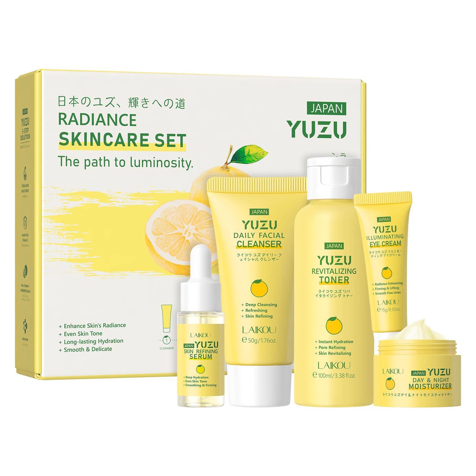 LAIKOU YUZU Skin Care, Skin Care Set, Beginner Kit, TSA-friendly - LAIKOU