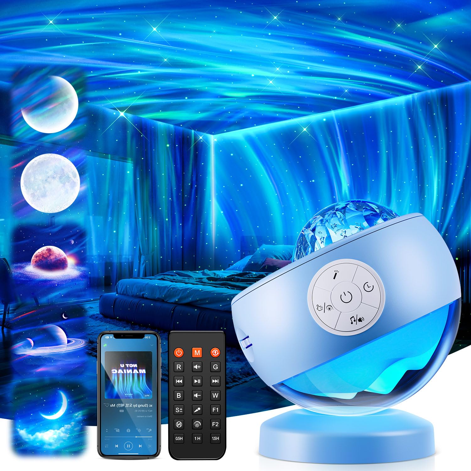 Staryou Iceberg Northern Lights Projector, Blue Galaxy Projector by Staryou - Angle View 1