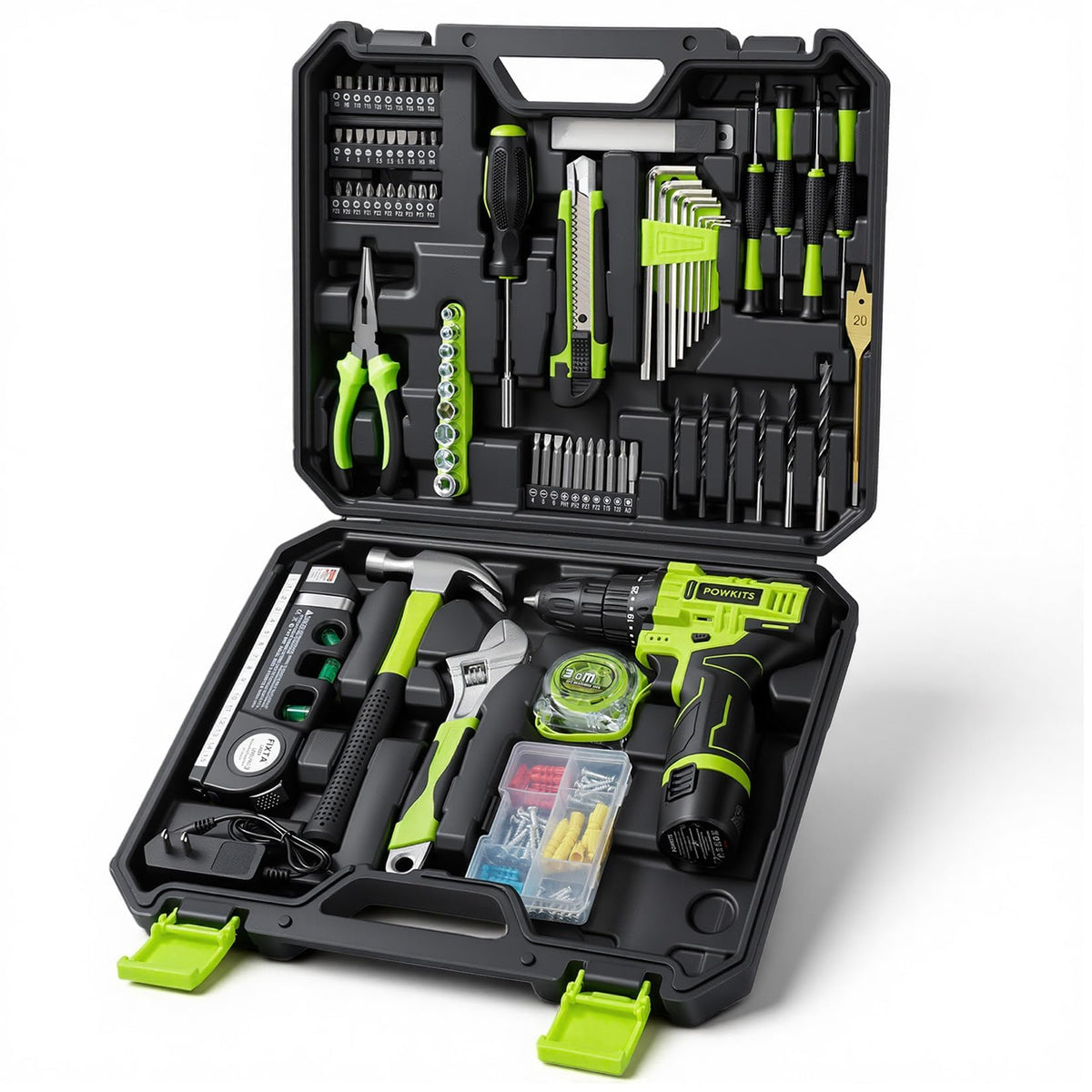 12V Cordless Drill Tool Set 25 1 Torque Setting Tool Kit Box - POWKITS Official Imagery - 2