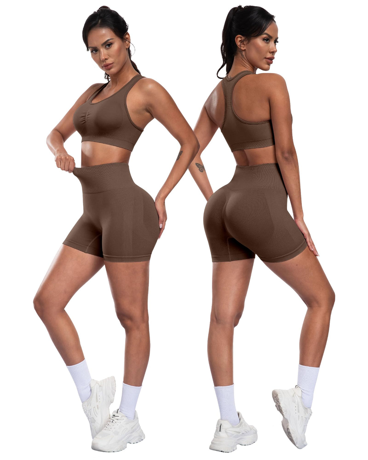 3 Piece Workout Sets for Women Butt Lifting Leggings with - SALSPOR Official Imagery - 5
