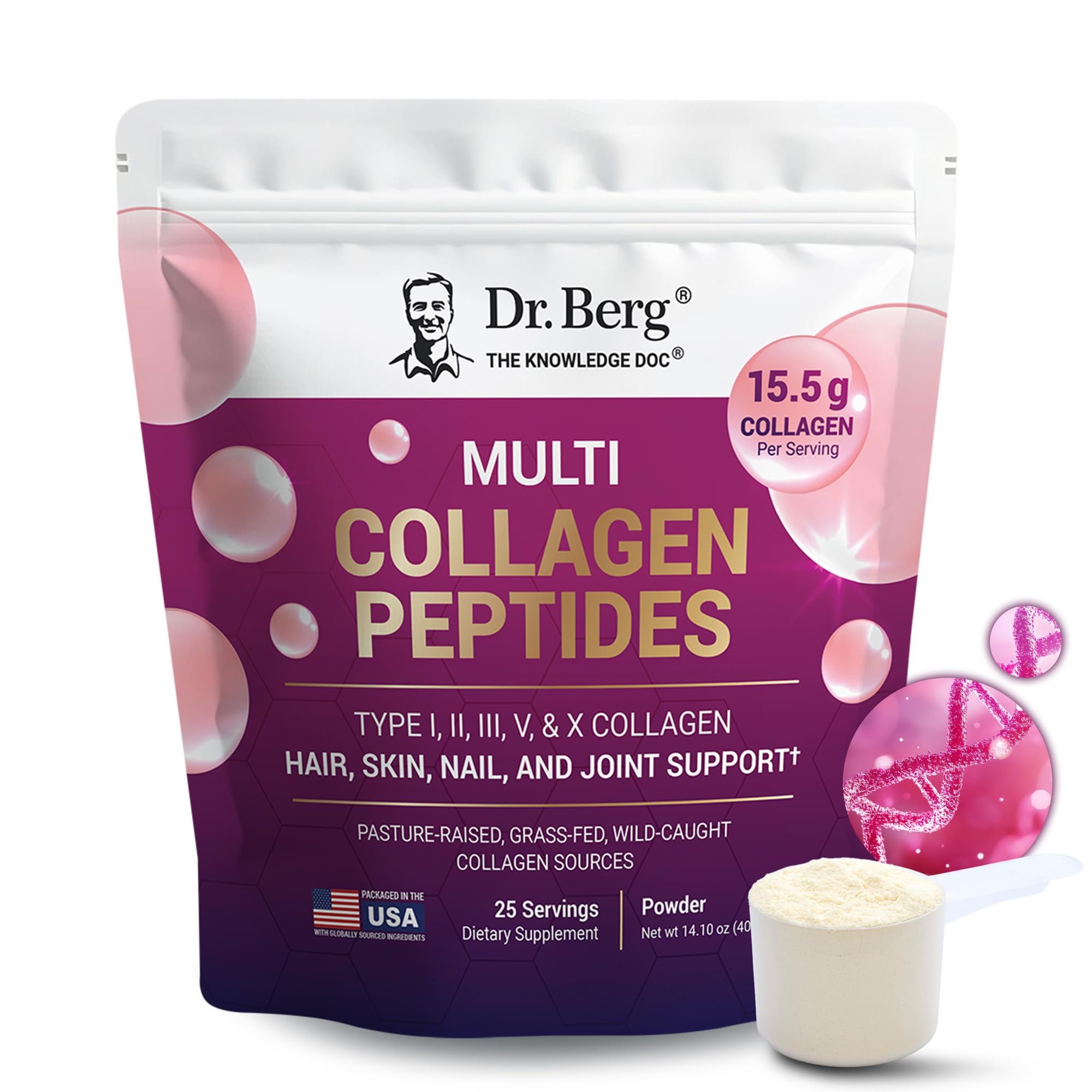 Dr Berg Multi Collagen Peptides Powder Types I II III V X - Dr. Berg Nutritionals Official Imagery - 1