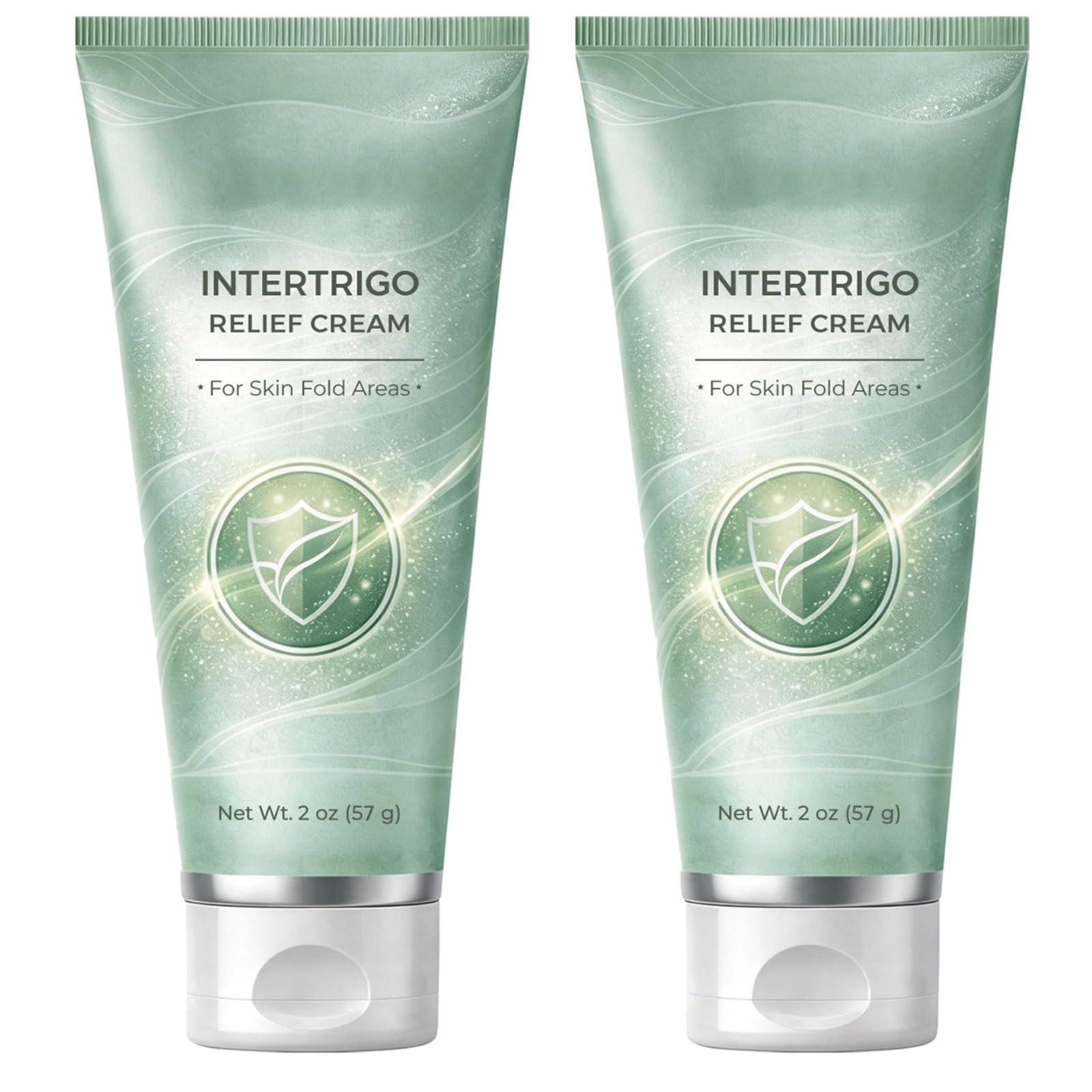 Two 2oz tubes of Generic Intertrigo Cream for skin fold and chafing relief, moisturizes and soothes affected skin areas.