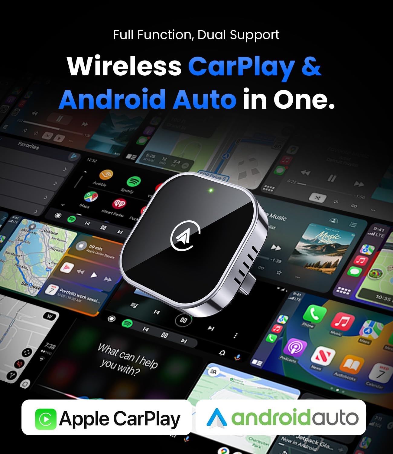 Teeran 2 in 1 Wireless CarPlay and Android Auto Adapter - Teeran Official Product View 2