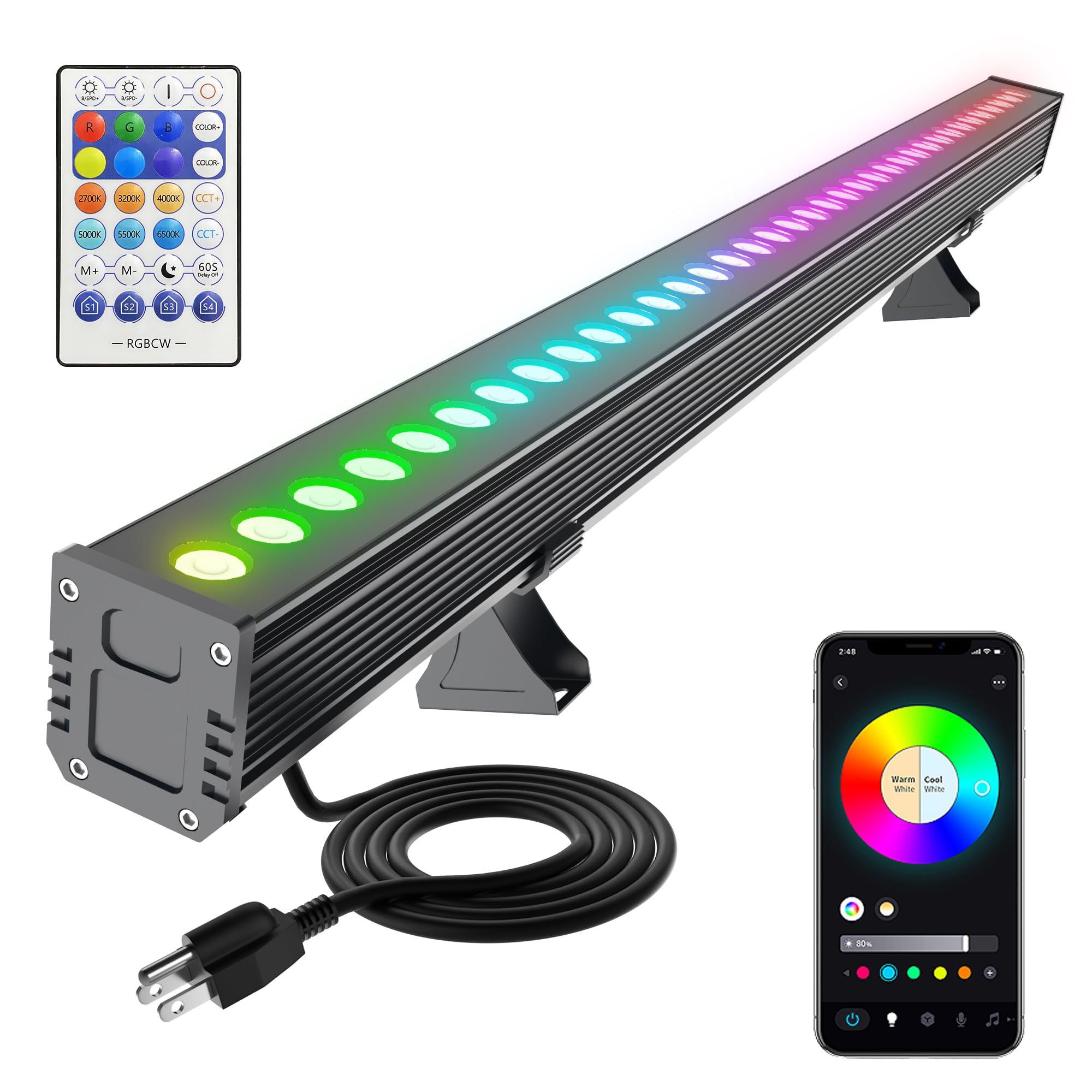 Yasotek 180W RGB Light Bar, RGBCW Wall Washer with APP & RF Remot - Yasotek Official Product View 1